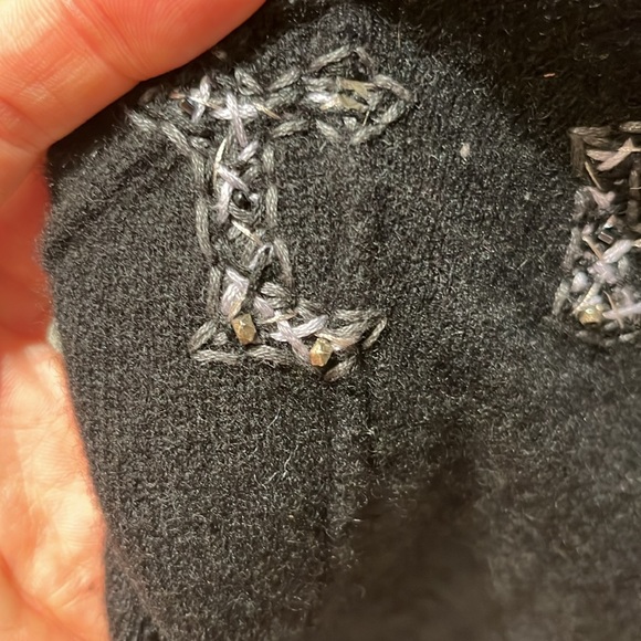 ALL SAINTS black 100% cashmere embroidered Rebels cardigan, size 2 - Picture 8 of 8